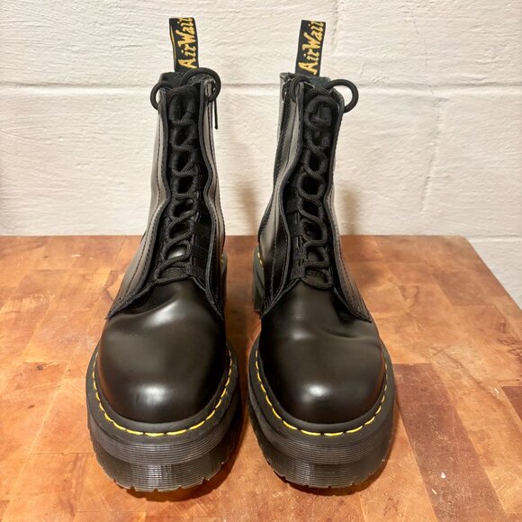 Dr. Martens Jarrick Smooth Leather Platform Boots Womens US Size 8 Black - Picture 2 of 7